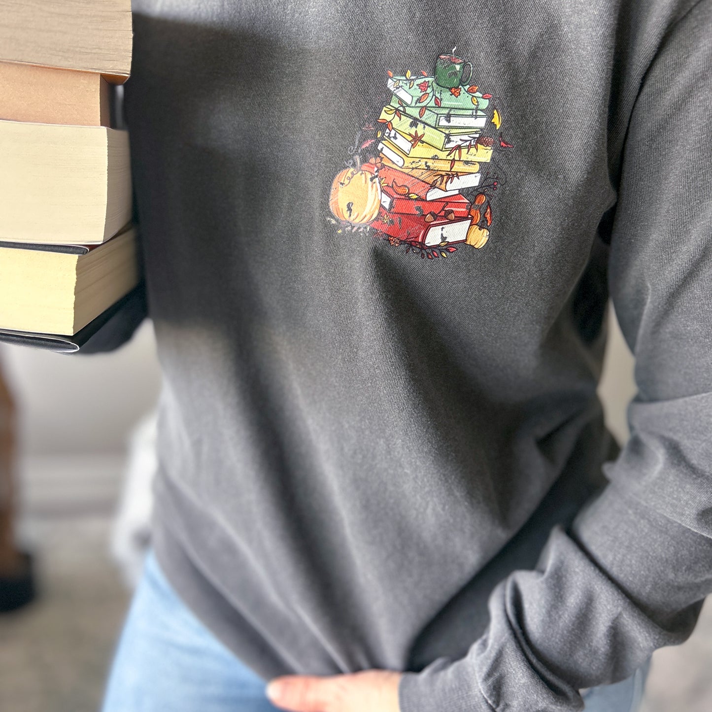 The Fall Book Stack Long Sleeve Tee