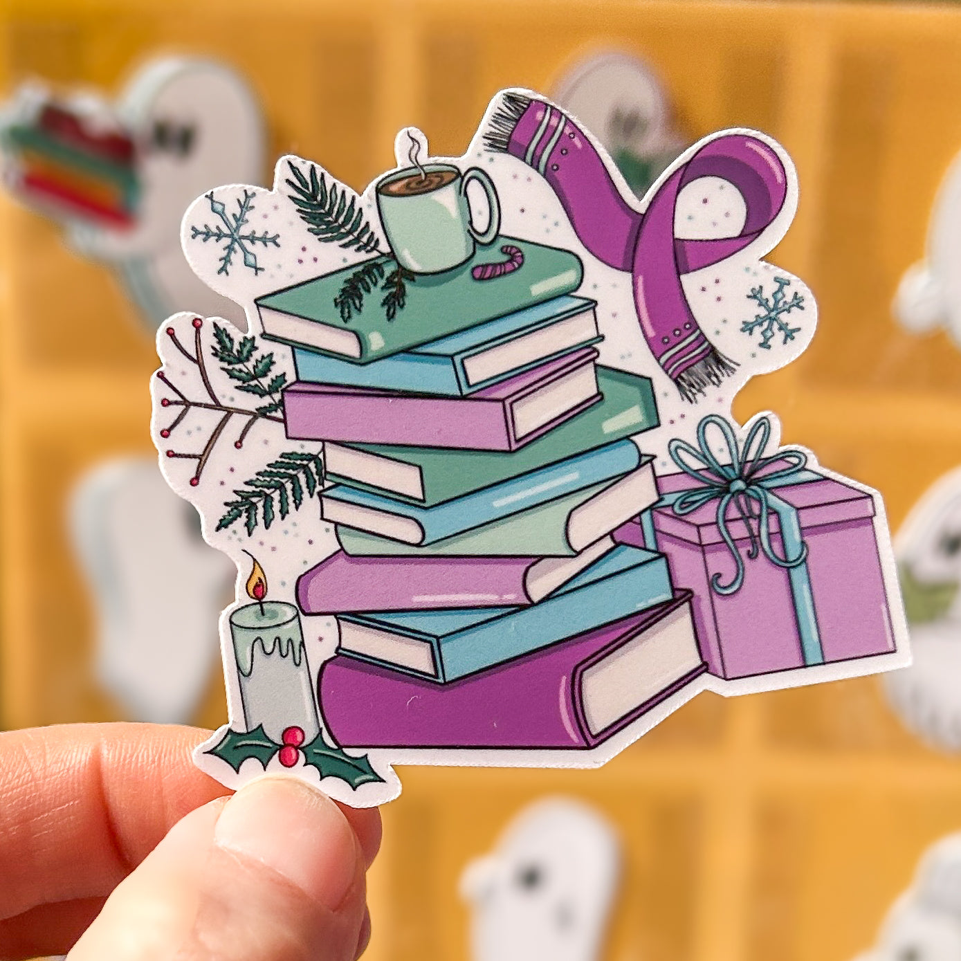 The Winter Book Stack Sticker