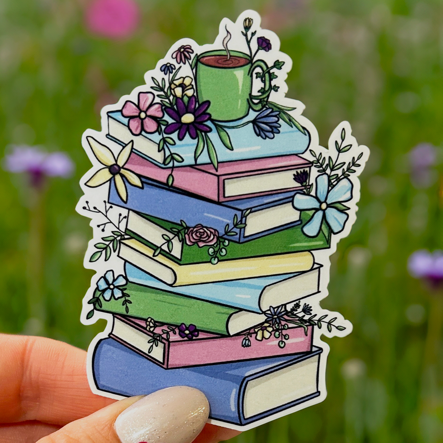 The Flower Book Stack Sticker