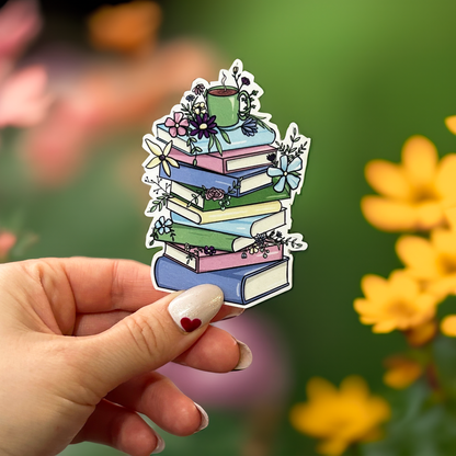 The Flower Book Stack Sticker