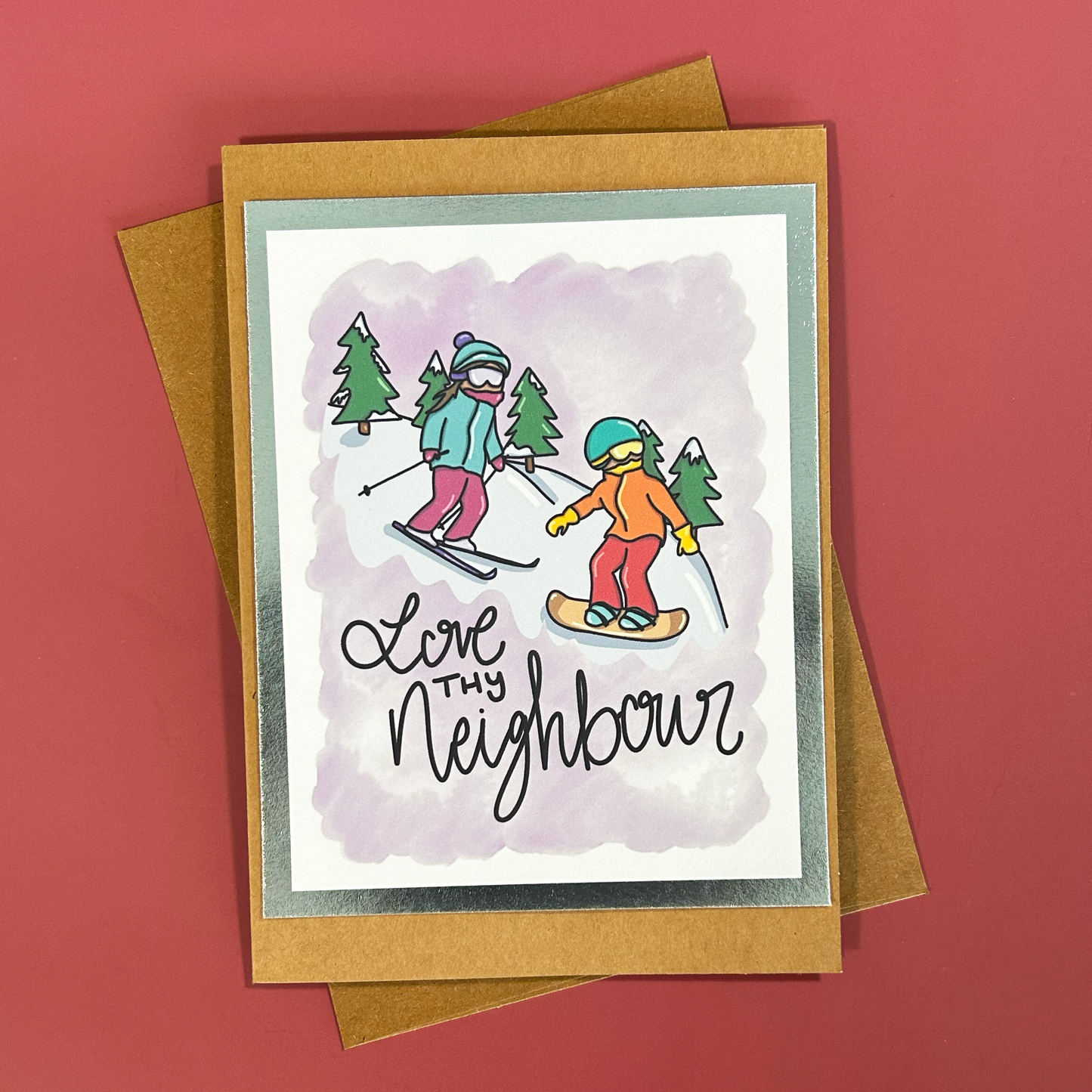 The Skier vs. Snowboarder Christmas Card