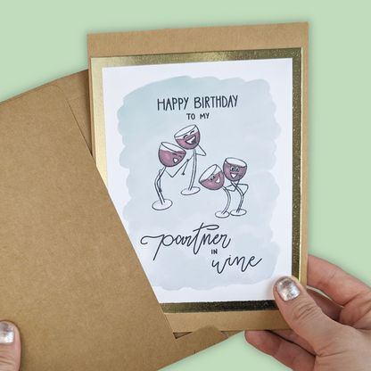 The Partner in Wine Birthday Card